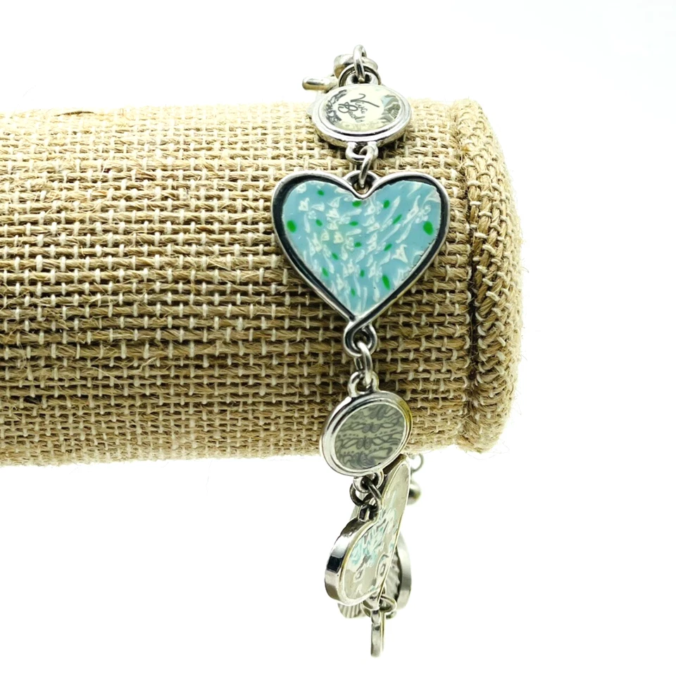 Pulsera Corazón Firmada VIVA BEADS Tono Plata Mosaico y Acentos de Cuentas de Cristal Foto 1 de 4