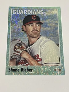 Shane Bieber 2024 Topps Archives Aqua Sparkle 55/75 Guardians - Picture 1 of 2