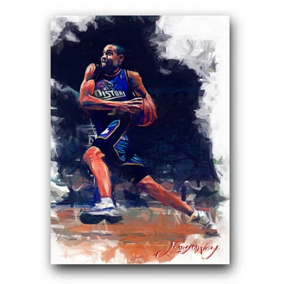 Tarjeta de arte limitada Grant Hill #3 33/50 firmada por Edward Vela (Detroit Pistons) Foto 1 de 2