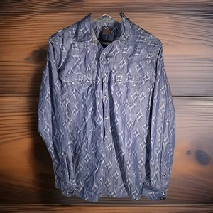 Camisa Moonshine Spirit Para Hombres Pequeña Western Brad Paisley Patrón Azteca Azul - Imagen 1 de 3