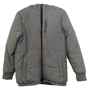 Timberland Saco Hooded Puffer Jacket Youth Size L Gray Fall Outdoors Gorpcore - Picture 1 of 6
