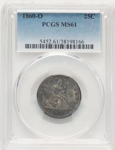 1860-O 25C Seated Quarter PCGS MS61 - Bild 1 von 2