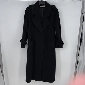 Larry Levine 100 % langer Wollmantel Größe 14 Farbe schwarz Damen Vintage - Bild 1 von 10