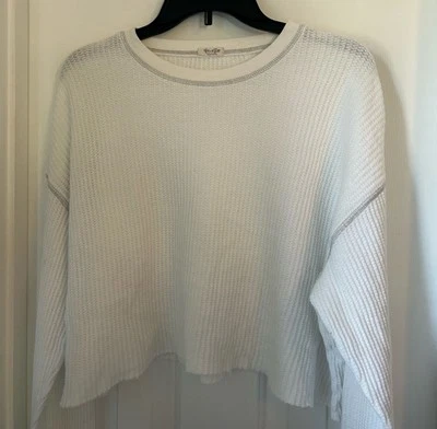 Brandy Melville White Waffle Long Sleeve Sweater (great condition) - Image 1 of 4