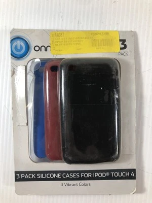 Onn 3 Pack Silicone Cases for iPod Touch 5 & 6 Black Red Blue - Image 1 of 2