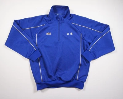 Chaqueta vintage Asics para hombre pequeña azul pista 1/4 cremallera pulóver uniforme japonés Foto 1 de 4