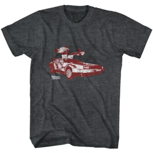 Back To The Future Movie Red Shaded DeLorean Open Doors Men's T Shirt - Picture 1 of 5