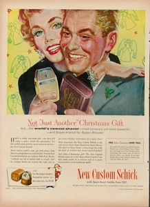 1954 Schick Razor Men's Shaver Vintage Retro Print Ad Beard Face Christmas - Picture 1 of 8