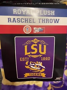 LSU Tigers Established 1860 50”x 60" Royal Plush Blanket by Northwest - Picture 1 of 3