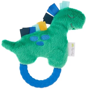 Itzy Ritzy Plush Rattle Pal with Teether Green Dino Dinosaur - Picture 1 of 2