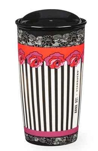 2016 Starbucks Anna Sui Rose Streifen doppelwandiger Reisebecher neu 12 Unzen Neu im Karton! - Bild 1 von 1