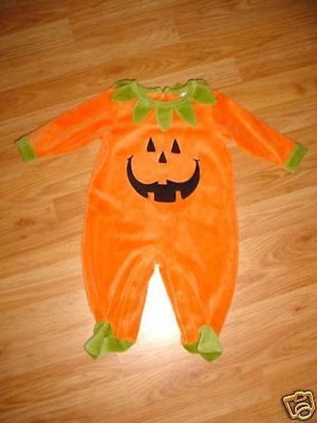 Infant Baby Pumpkin Velvet Halloween-Costume-3-6 Mo - Image 1 of 1