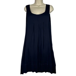 pure DKNY Shift Dress 100% Silk Sz S Navy Blue Sleeveless Lined Quiet Luxury - Picture 1 of 11