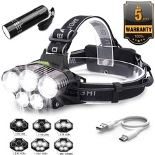 Super-bright 100000LM T6 LED Headlamp Headlight Torch Rechargeable Flashlight 
