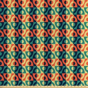 Geometrisch Satin Stoff als Meterware Rasterstil-Quadrat-Muster - Bild 1 von 11