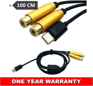 USB-C Type-C Male to Dual RCA Male Female Adapter Cable Stereo Audio Gold Plated - Photo 1 sur 12
