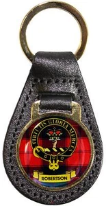 Llavero de cuero Scottish Family Clan Crest Robertson hecho en Escocia - Imagen 1 de 2
