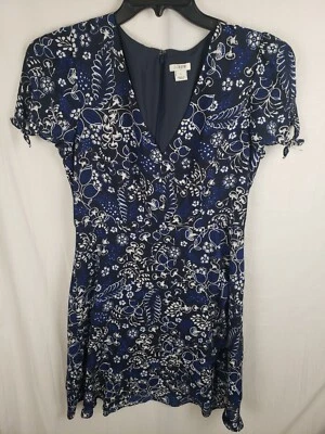 Vestido envolvente floral manga corta azul y blanco J.Crew talla 6 Foto 1 de 4