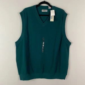 Vintage Penguin Sport Sweater Vest Green Mens Size XL Cotton Sleeveless - Picture 1 of 10