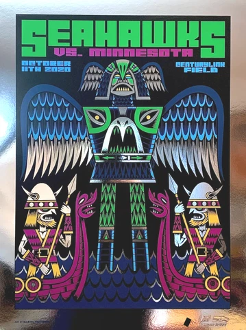 Seattle Seahawks Gameday Poster vs Minnesota Vikings 2020 Platinum FOIL x/50 Cover