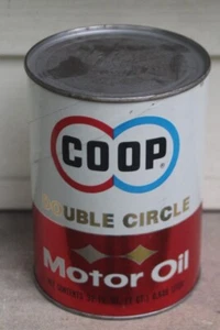 FULL NICE SHAPE~ 1970s era CO-OP Double Circle MOTOR OIL 1 qt. Can - Picture 1 of 4