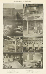 OIL-CLOTH MANUFACTURE. Fire Wall Calender Painting Drying Rubbing Printing 1907
