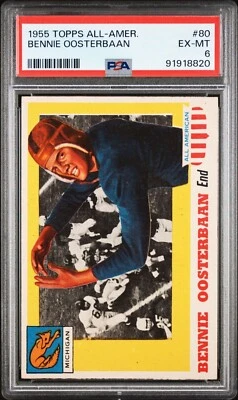 1955 Topps All-American Football Bennie Oosterbaan #80 PSA 6 EX-MT - Image 1 of 2