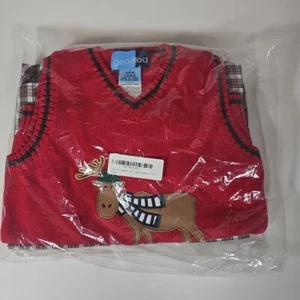 GOOD LAD  Boys 7 Red Sweater Vest & Corduroy Pant Set NWT $68 Christmas Reindeer - Picture 1 of 6