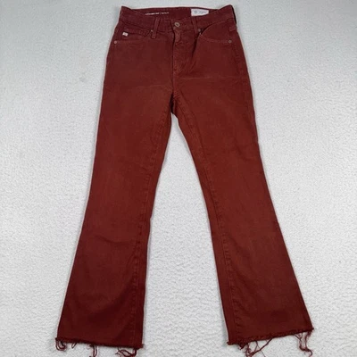 Pantalones de mezclilla AG Adriano Goldschmied Farrah Boot tiro alto para mujer 26 dobladillo deshilachado óxido Foto 1 de 4