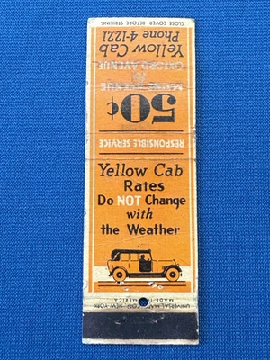 Yellow Cab Co Taxi Advertising VTG Matchbook Cover Lt#2059 - Image 1 of 2