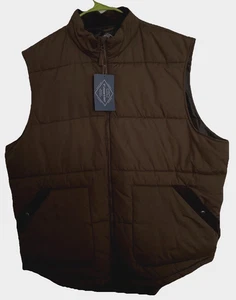 Mens Brown Lightweight Quilted Vest Size 4XLT Zip Front Snap Close Pockets NWT - Picture 1 of 15