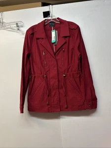 Eden Society Jacke Damen Medium Rot Reißverschluss Cargo Stretch Neu mit Etikett - Bild 1 von 4