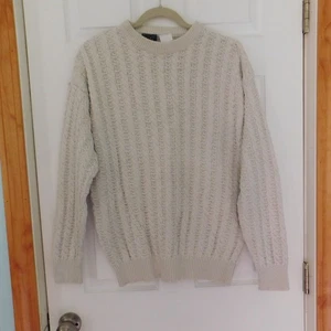 Vintage 90s Mens cable Knit Sweater Fishermen Ivory Northern Reflections Small - Picture 1 of 6