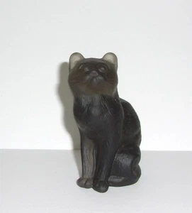 Mosser Glass Titanium Satin Sitting Cat Kitten Figurine Made In USA! - Imagen 1 de 4