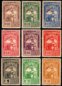 ✔️ VENEZUELA 1944 BASEBALL AIR MAIL SC. C189/197 MI.415/423 100€ MNH - Picture 1 of 2