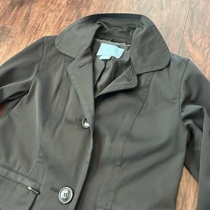 Women's Black Nine West Lightweight Three Button Zip Pockets "Peacoat" Small - Picture 1 of 7