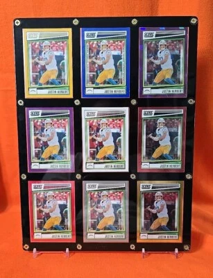 🔥2022 SCORE JUSTIN HERBERT #136 CARD FRAME SHOWCASE /100, CUBIC /299 & MORE 🔥 - Image 1 of 4