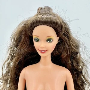 NUDE BARBIE 1997 HAPPY HOLIDAY SUPERSTAR BRUNETTE GREEN EYE DOLL FOR OOAK - Picture 1 of 5