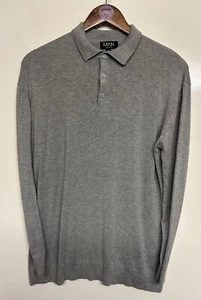BOOHOO MAN Men’s Grey Polo Pullover Sweatshirt Long Sleeve Top UK Size Small - Picture 1 of 8
