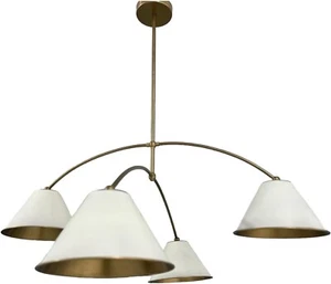 Chandelier Mid Century -Raw Brass and Off White Chandeliers for Home Decor - Picture 1 of 6