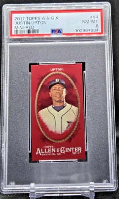 2017 Topps Allen & Ginter X Mini-Red #94 Justin Upton #2/5 PSA NM-MT 8 (JBC2115) - Image 1 of 2