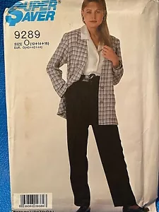 Pantalones de costura Butterick década de 1980, chaqueta talla 12-14-16 sin cortar 9289 - Imagen 1 de 4