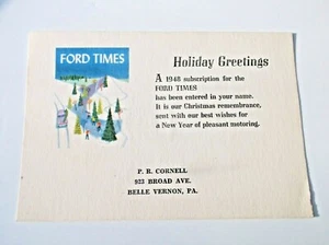 1948 Ford Times Abonnement Urlaubsgruß Postkarte Post bezahlt Detroit Mi - Bild 1 von 2