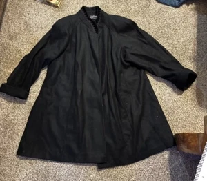 Vtg Lady Suzette Womens Black Wool Blend Coat Velvet Collar with Braiding Read! - Picture 1 of 5