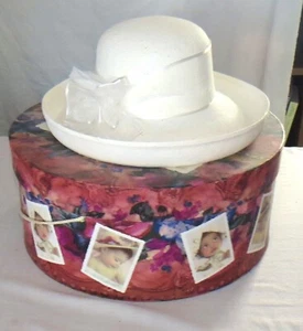 Betmar White Straw-like Hat & Child Photos Hat Box - Picture 1 of 5