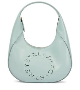 NEW STELLA MCCARTNEY Small Perforated Logo Leather Hobo Bag, Col:Mint, MSRP $835