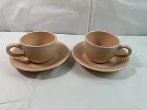 Juego de 2 tazas y platillos franciscanos color melocotón albaricoque - Imagen 1 de 4