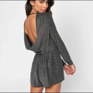 Damen Tobi Schwarz Grau Glitzer Plunge Strampler S! - Bild 1 von 9