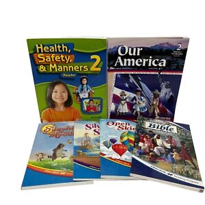 Lot Of 6 Abeka 2nd Grade Bible Reader, Our America, Health and 3 Readers