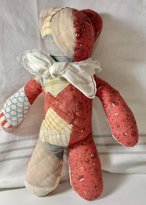 Seltenes Stofftier Patchwork mit monogrammiertem Taschentuch Bandana BeeCaveBears Teddy - Bild 1 von 9